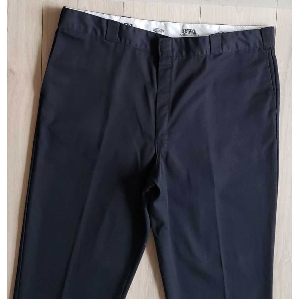 Dickies 874 Work Pants Mens 44x34 Black Original Fit Flat Front Skater Workwear - Picture 4 of 9